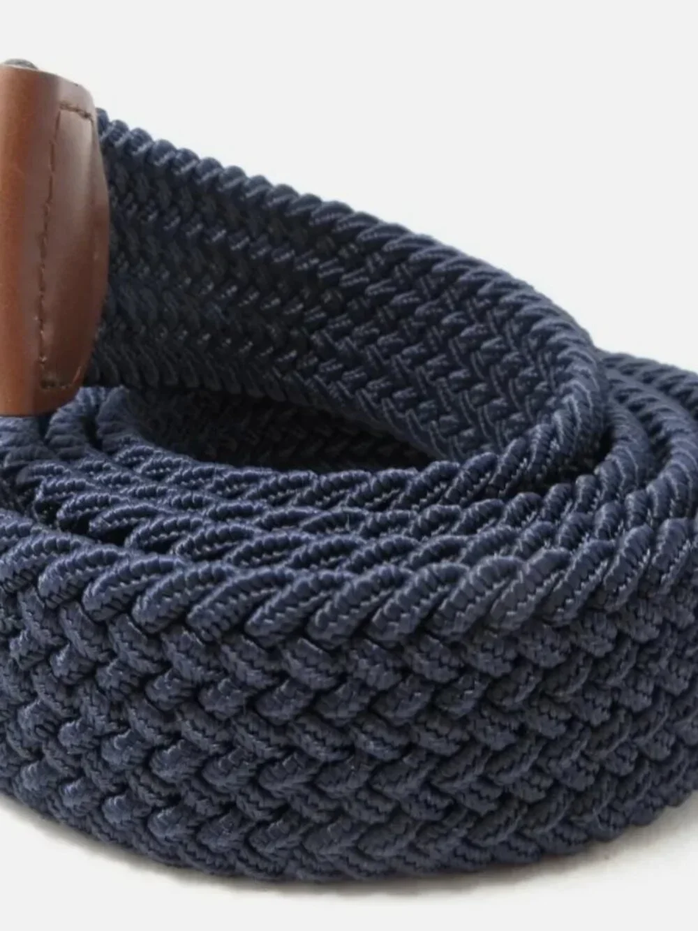 Penguin Stretch Belt Genuine Leather Woven Navy Blue Men's Size L (38-40)